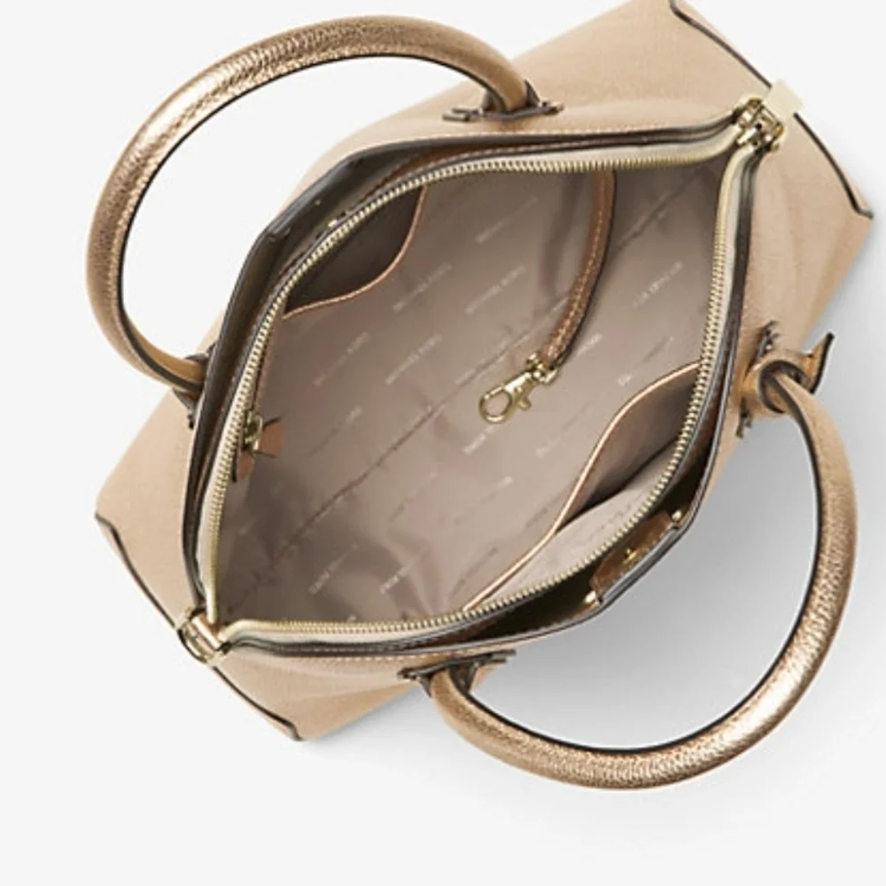 💛▪️ Michael Kors▪️ Gold Metallic Mercer Leather Dome Satchel NWT